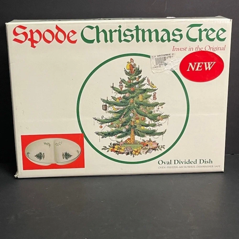 Spode Christmas Tree Oval Divided Dish Made in England Holiday Serving Platter
